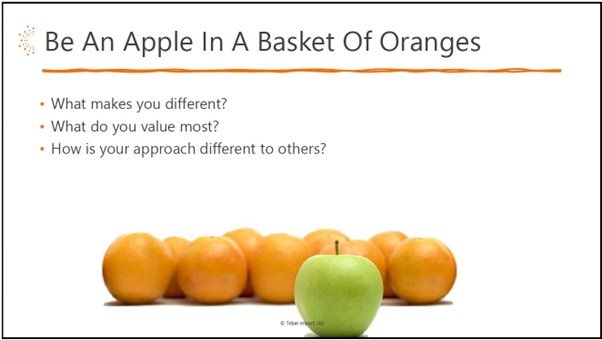 Be An Apple In A Basket Of Oranges